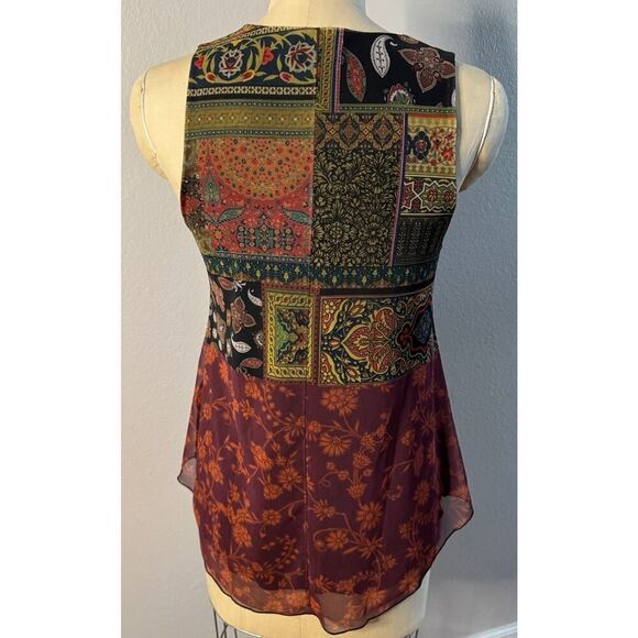 Desigual Mesh Boho Tank Floral Print Women's Size Medium EUC - Picture 3 of 4